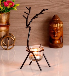 Deer Vintage Metal Brass Candle <b>Holders</b> Lanterns and Candle Stand Set for Wedding Dinner Table Decor - Product Image 4