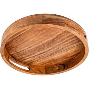 Plateau de service rond jetable en bois de noyer avec couleur personnalisée et design gravé pour les mariages, les hôtels et les restaurants - Product Image 2