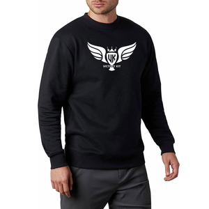 Vente en gros de sweat-shirt à col rond noir classique pour hommes pull en molleton de coton uni personnalisé pour tenue décontractée - Product Image 1