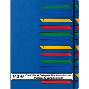 PAGNA Classic DIN <b>A4</b> Deskorganizer Blue Pressboard File <b>Folder</b> with Multicolored 12 Compartment Block - Product Image 2