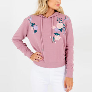 เสื้อฮู้ดแขนยาวผู้หญิงสำหรับฤดูหนาว ผ้าฟลีซ ปักโลโก้ ปรับแต่งได้ สตรีทแวร์ ดีไซน์โลโก้ด้านหน้า ผ้าฝ้าย 100% ราคาโรงงาน - Product Image 6