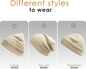 Confort extrême Unisexe Marque personnalisée Câble unique Tricoté Léger Élégant Slouch Long Beanie Style différent - Product Image 4