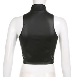 Nuevo Top Corto de Moda para Mujer, Estilo Chaleco, con Cierre y Hebilla de PU, Imitación Piel, Ropa de Cuero para Mujer - Product Image 5