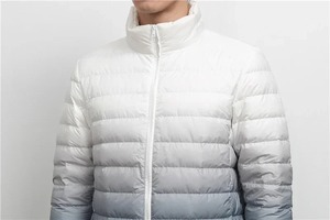 <b>Men's</b> Ultra Lightweight 90% <b>White</b> Duck down <b>Jacket</b> Top Grade New Fashion Parka with Stand Collar and Gradient Color for Winter - Product Image 4