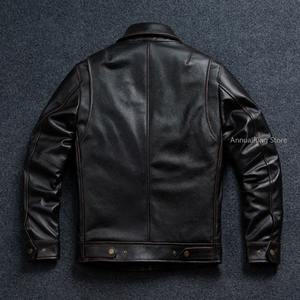 Chaqueta de Cuero Vacuno Genuino de los Años 30, Impermeable y Transpirable, con Solapa, para Hombre - Product Image 4