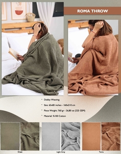 DAFNI BIG PAZAR Cubrecama de Algodón 100% Transpirable, Tejido Jacquard, Liso Teñido, con Borlas de Gamuza, 200x230cm, Peso Medio 300g/m - Product Image 3