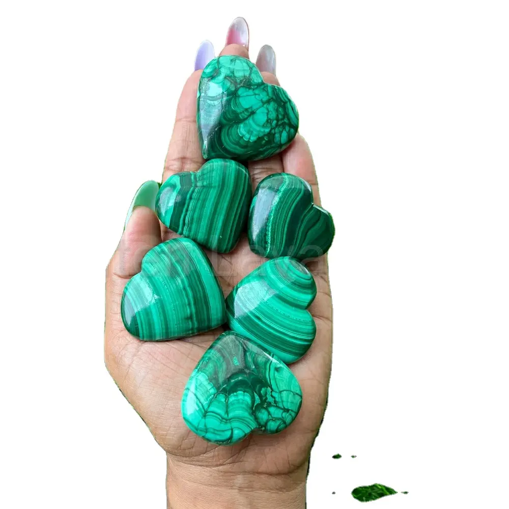 Wholesale Real Healing Crystals Heart Shaped Natural Stone Malachite Hearts Gemstones Handmade Jewelry Making Home Decor Gifts