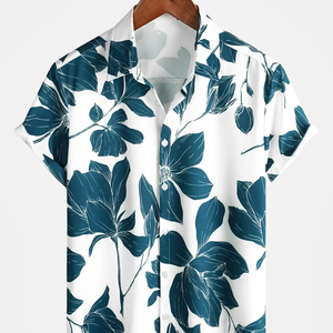 เสื้อลำลองพิมพ์ลายซับลิเมชันเสื้อเชิ้ตผู้ชายแขนสามส่วนดีไซน์ทันสมัย - Product Image 1