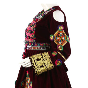 Vestido Tribal Étnico Afgano Banjara de la Mejor Calidad, Ropa Tradicional Musulmana, Cuello Alto, Manga Larga, Color en Contraste, Personalizable - Product Image 5