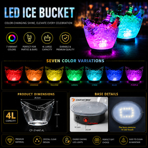 Secchiello per Ghiaccio LED in Acrilico da 4L Personalizzabile, Ricaricabile, per Bar, Club, Vino, Champagne, Servizio VIP - Product Image 2