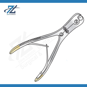 Cortador manual de punta y lateral con mangos dorados y borde de carburo de tungsteno para cortar alambres de Kirschner de hasta 1.5 mm y 175 mm de longitud - Product Image 2