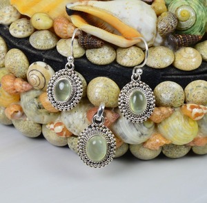Green Prehnite 925 Sterling Silver Gemstone Pendant Earring <b>Set</b> <b>Jewelry</b> June Birthstone Pendant Earring <b>Set</b> <b>Jewelry</b> Gift for Her - Product Image 2