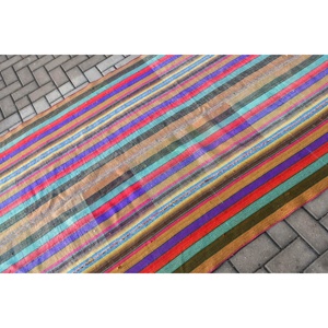 Vintage 4.5x10.5 ft Rug, Kilim Turkish Rug, <b>Red</b> Floral Rug <b>Wool</b> - Product Image 5