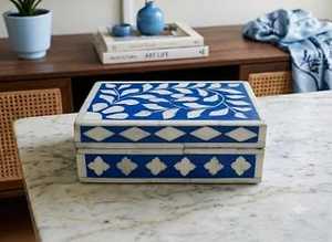 Luxury Engraved Rectangle Bone Inlay Jewelry Box with Christmas Artistic Pattern <b>for</b> Elegant Bedroom and <b>Dressing</b> <b>Table</b> Decor - Product Image 6