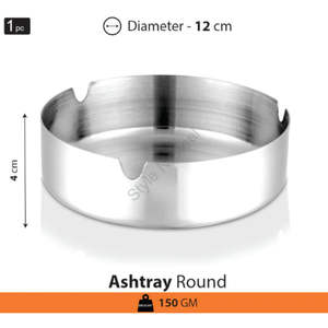 Cendrier rond en acier inoxydable de qualité supérieure de haute qualité CLASSIC Design élégant et poli miroir Facile à nettoyer - Product Image 4