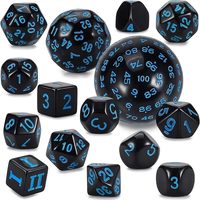 15 buah Set dadu DND akrilik polihedral D3-D100 Set dadu permainan untuk dugeon dan naga, RPG, MTG permainan meja