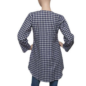 Top a cuadros estilo western para mujer - Azul y blanco - Product Image 2