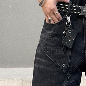 Pantalones vaqueros oscuros de invierno rectos de Color sólido de la mejor calidad, venta al por mayor, hechos a medida para hombres, diseño único, 100% algodón, transpirable, informal - Product Image 6