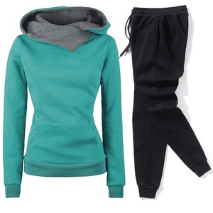 Women's Casual Summer Two-Piece Clothing Sets Solid Breathable Pullovers Sweatshirts Sports <b>Suit</b> Jogging Hoodies+<b>Pants</b> Tracksuit - Product Image 3