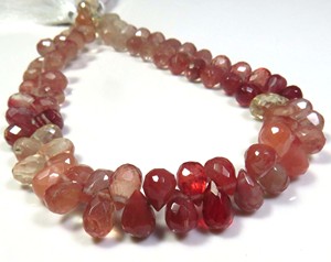 Gemas de labradorita de andesina natural, cuentas de Briolette de 6-9mm, lágrima roja facetada de 8 pulgadas, piedras preciosas sueltas - Product Image 2