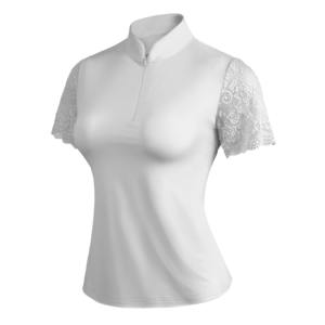 Camisa de Polo Ecuestre para Mujer, Manga Corta con Encaje Elegante, Material de Neopreno, Capas Base para Montar a Caballo y Golf, Ropa Casual - Product Image 4