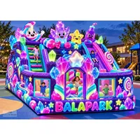 Grand parc d'attractions gonflable extérieur avec thème cristal lumineux