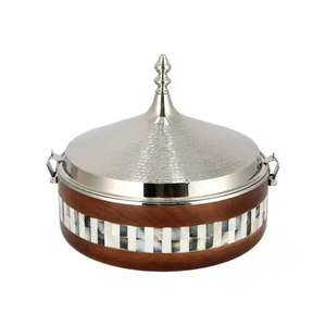 Venta caliente diseñador de madera calentador de alimentos tamaño personalizado cazuela asequible a la venta fabricante indio olla caliente de acero inoxidable - Product Image 1