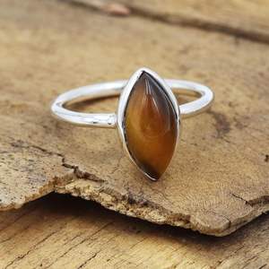 925 argent Sterling classique bague de mariage Marquise coupe oeil de tigre pierre précieuse Fine fiançailles anniversaire fête cadeau - Product Image 4