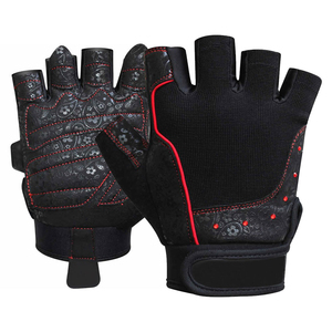 Gants d'haltérophilie à demi-doigt en cuir léger avec impression de logo personnalisé entièrement personnalisables à des prix raisonnables - Product Image 1
