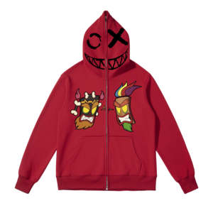 Haute qualité 100% coton Design personnalisé hommes imprimer blanc plein visage sweats à capuche zippés multicolore Hip Hop sweats à capuche - Product Image 2