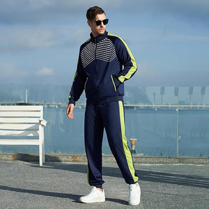 Conjunto deportivo para hombre, poliéster, cierre de cremallera, transpirable, ligero, para gimnasio, jogging, informal, chaqueta deportiva - Product Image 4