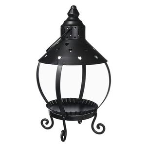 Vente en gros de lanterne ronde décorative en fer, lanterne de pilier de cimetière noir, dessus de table, décoration d'Halloween, artisanat en vrac - Product Image 6