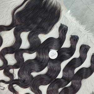 100% Virgin Vietnamese Raw Hair Machine Double Weft Bundles HD <b>Lace</b> <b>Closure</b> Natural Color Body Wave Style - Product Image 3