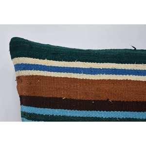 Almohada de lana Bohemia a rayas de color verde azulado de 16x36 cojín tejido con estampado Floral y Vintage de lujo para asiento de sala de estar tamaño 18x18 - Product Image 2