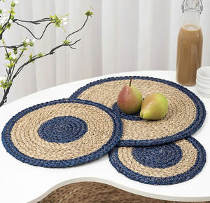 Best Quality Eco-friendly Bamboo <b>Woven</b> Straw <b>Mat</b> Classic Wedding Decorative Water Hyacinth Placemat Coasters Seagrass Table - Product Image 3