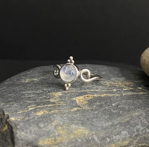 925 Sterling Silver Moonstone <b>Ring</b> Handmade Stackable Minimalist <b>Boho</b> Jewelry Art Deco Design June Birthstone Gift For Women - Product Image 2