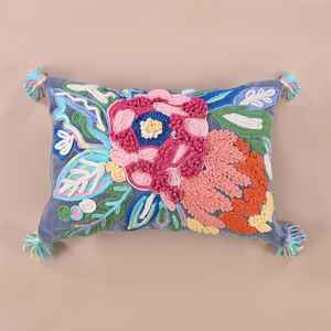 High Quality Velvet Cotton Embroidered Decorative <b>Cushion</b> <b>Cover</b> Floral Themed Beautiful <b>Cushion</b> <b>Covers</b> For Living - Product Image 1