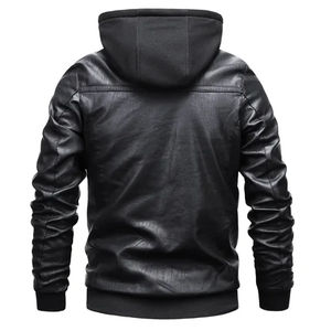 Chaqueta de cuero informal para hombre personalizada otoño nueva moda estilo callejero mejor calidad 100% tela de lona de cuero diseño de invierno - Product Image 4