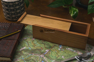 กล่องเก็บปากกาสี่เหลี่ยมทำด้วยมือทำจากไม้เนื้อแข็งขัดเงาเครื่องเขียนสำหรับมืออาชีพ - Product Image 2