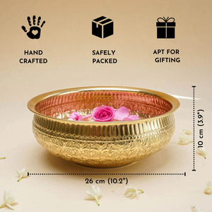 Cuenco Urli dorado de latón Latón exquisito para meditación y relajación contemporáneas y tradicionales - Product Image 4