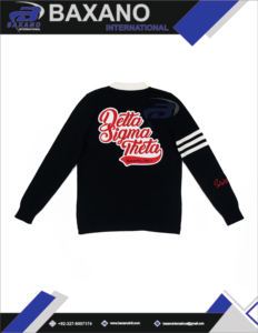 Delta Sigma Theta Sorority Winter <b>Cardigan</b> Sweater with Front Print Polyester/Cotton V-neck Front Logo <b>Vintage</b> Style DST - Product Image 4