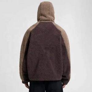 OEM Custom Full Zip Up Jacket Pullovers Thick Plain Blank Heavy Winter Warm Soft <b>Fleece</b> <b>Sherpa</b> Hoodies For <b>Men</b> Contrast - Product Image 5