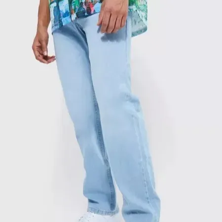 กางเกงยีนส์ขาตรงขากว้างสำหรับผู้ชาย, กางเกงยีนส์ขายาวทรงหลวมใส่เล่นสเก็ตบอร์ดกางเกงฮิปฮอป