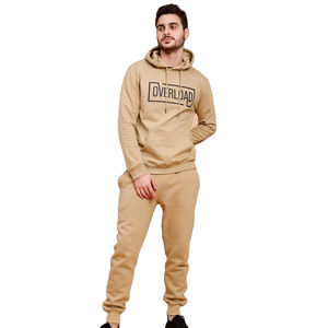 Ensemble survêtement beige uni pour homme, sweat-shirt et pantalon de jogging, en molleton de coton, streetwear d'hiver, vente en gros, logo personnalisé, vêtements de sport, nouvelles tendances - Product Image 1