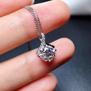 925 Sterling Silver Moissanite Pendant Round Cut Moissanite Jewellery Silver Necklace for Women - Product Image 1