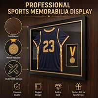 Vitrine murale en chêne massif pour maillot de sport avec emplacement pour médaille, cadre en acrylique pour objets sportifs