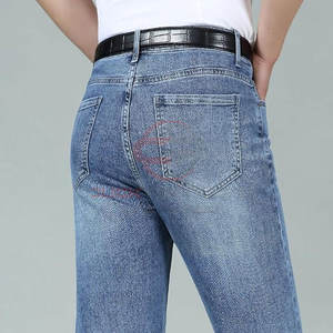 กางเกงยีนส์100% เข้ารูปใส่สบายสำหรับผู้ชายกางเกงยีนส์แห้งเร็วแบบสั่งทำคุณภาพสูง - Product Image 4