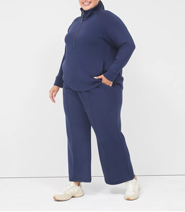 Sudadera de Mujer Fabricada por OEM, Estilo Único, Cuello Alto, Media Cremallera, Talla Grande, Sudadera de Manga Larga, Color Sólido - Product Image 6