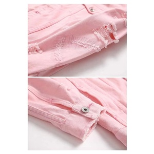 Pink Denim Outerwear Vintage Pastel Fashion <b>Coat</b> Trend Inspired Casual Layering Custom OEM Apparel For Boutique Collections - Product Image 5