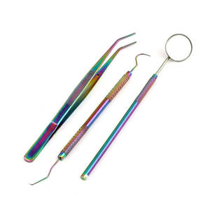 Dental Hygiene Set 3pcs Basic Dental Instruments Stainless Steel Dental Rainbow <b>Tooth</b> Pick - Product Image 1